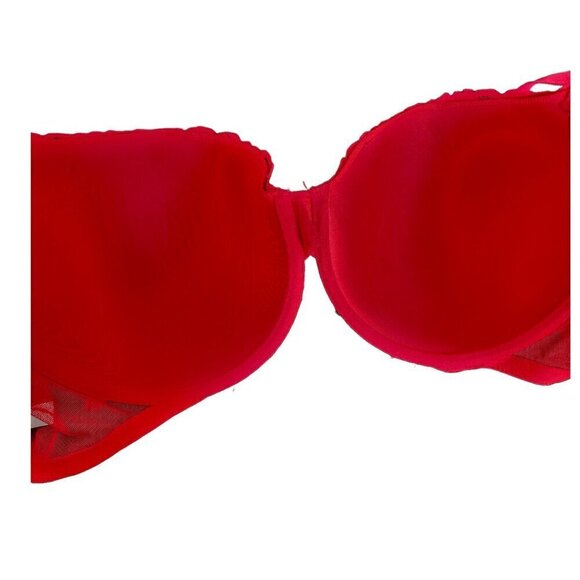 Victoria's Secret Sexy Red Lace Overlay Lined Demi Underwire Bra 36DDD - Picture 4 of 11